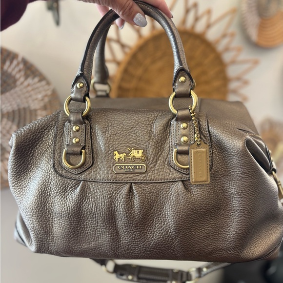 Coach Metallic Gold Madison Large Leather Satchel - Picture 1 of 13